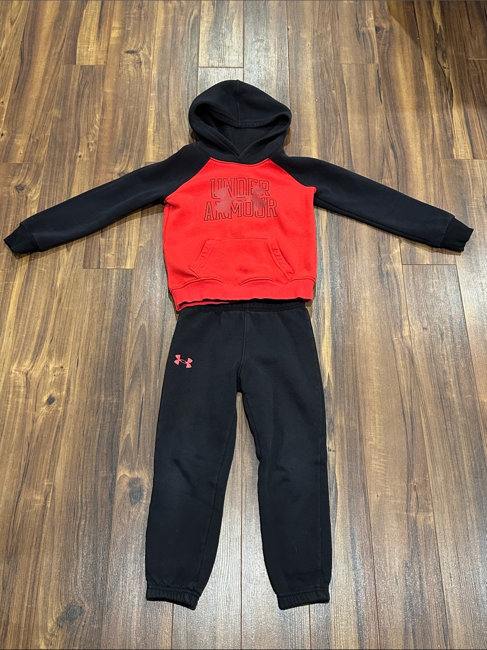 Under Armour Red and Black Kids Hoodie & Joggers Set